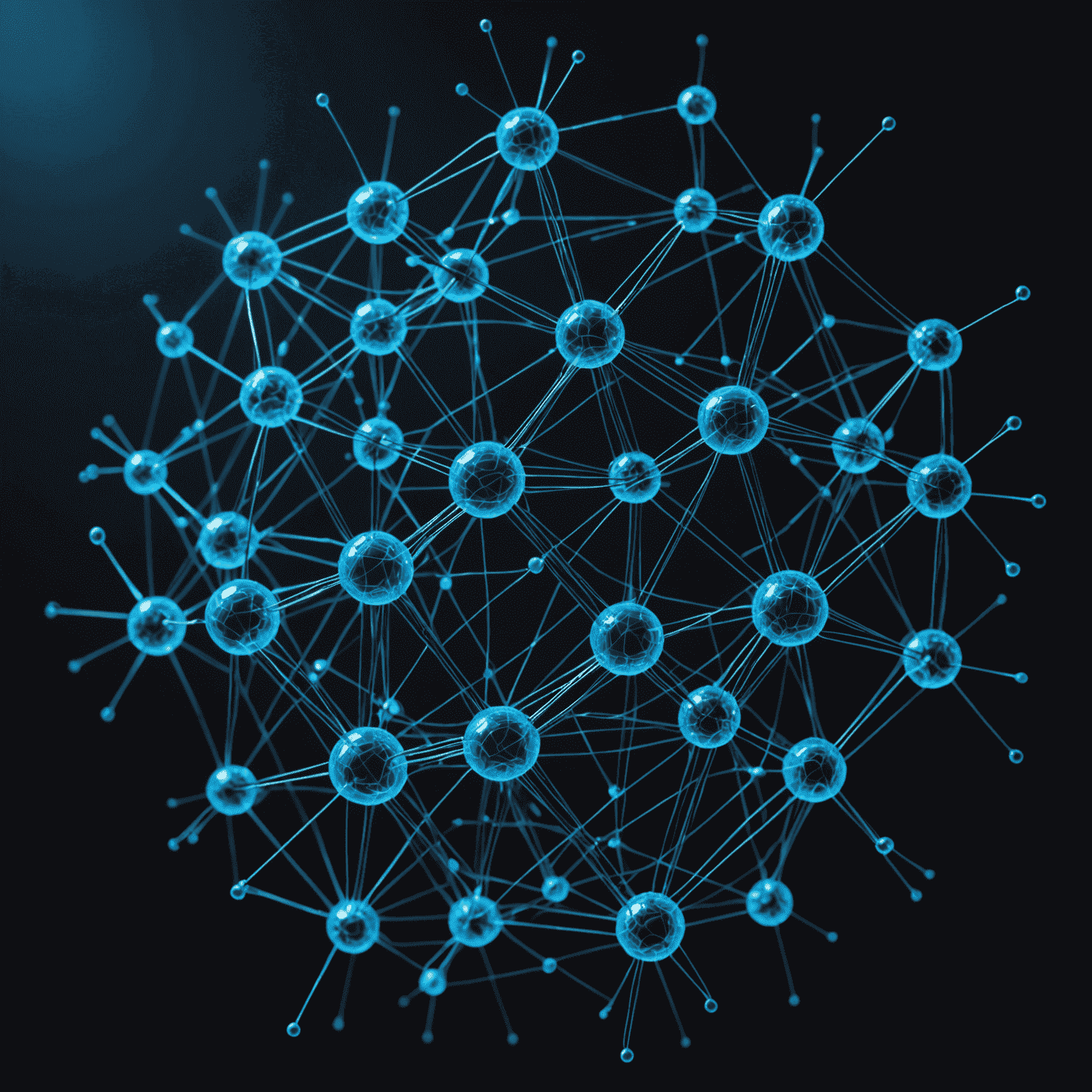 Representación visual de una red neuronal artificial con conexiones brillantes en azul sobre fondo oscuro, simbolizando los avances en inteligencia artificial